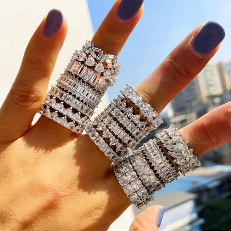 Wholesale Eternity Band Promise ring 925 Sterling silver Diamond cz Engagement Wedding Rings for women Men