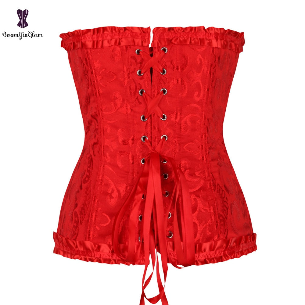 Vintage Pleated Corset Bustier With G String 7 Colors Can Be Chosen Body Shaper Size XS To 6XL