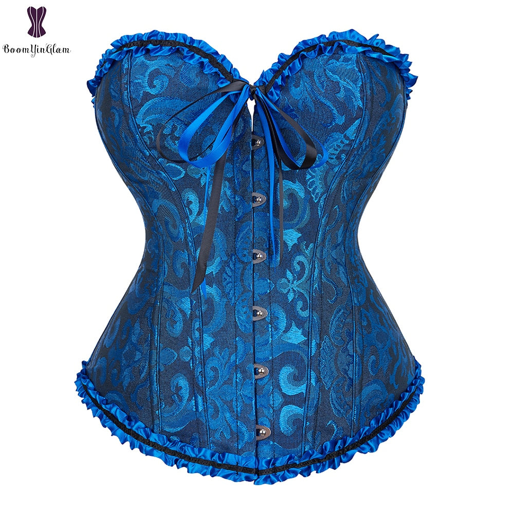 Vintage Pleated Corset Bustier With G String 7 Colors Can Be Chosen Body Shaper Size XS To 6XL