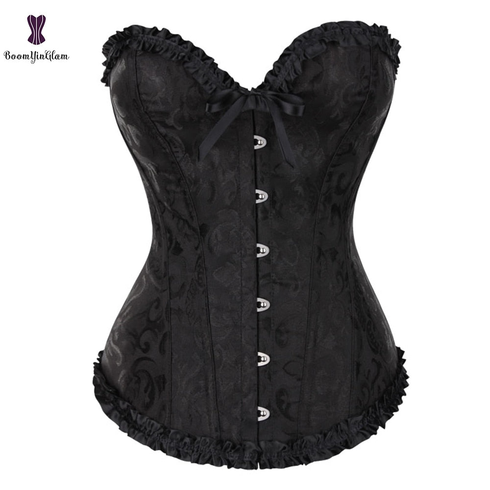 Vintage Pleated Corset Bustier With G String 7 Colors Can Be Chosen Body Shaper Size XS To 6XL