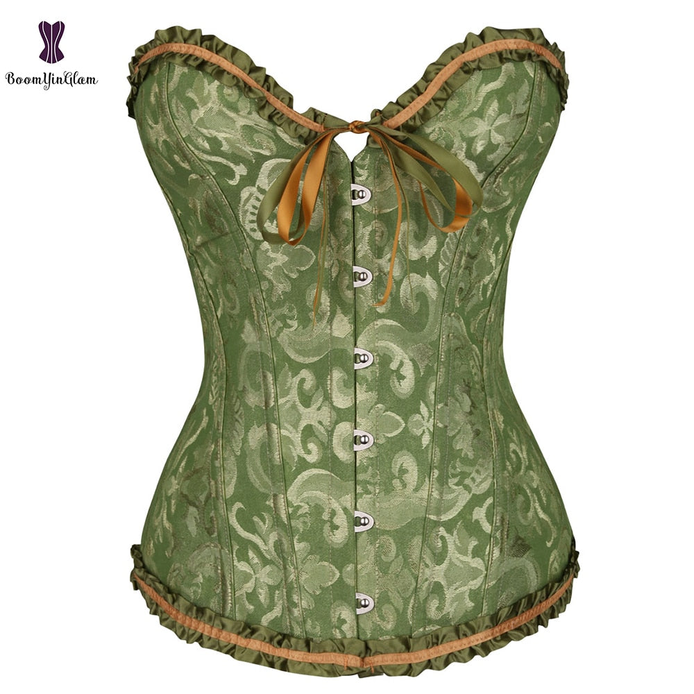 Vintage Pleated Corset Bustier With G String 7 Colors Can Be Chosen Body Shaper Size XS To 6XL
