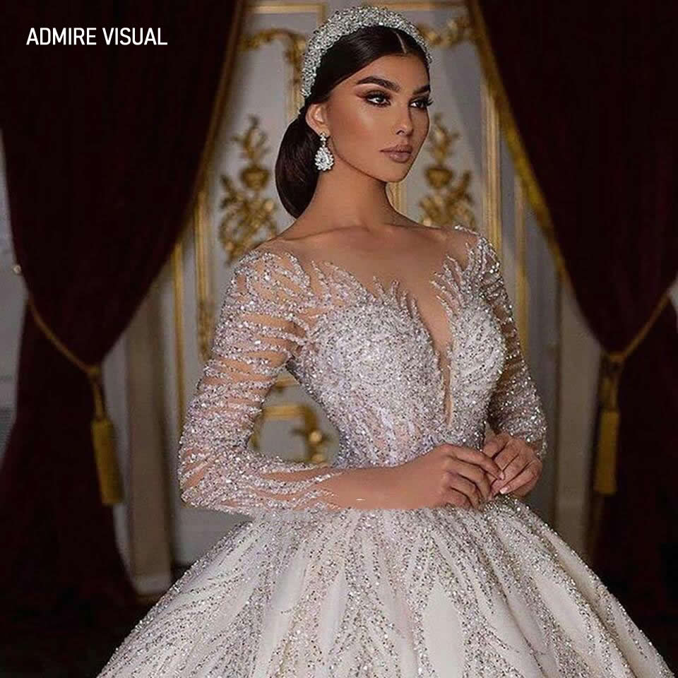 LUXURY Wedding Dresses Sweetheart Neckline Full Sleeves