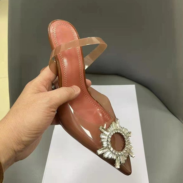 Elegant transparent pointed toe shoes