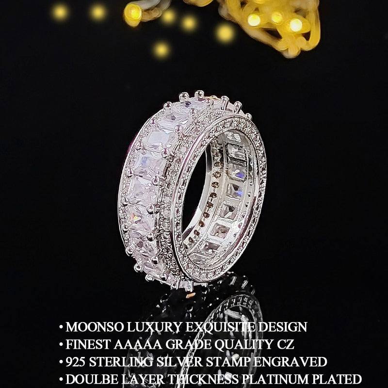 Luxury Rose Gold Silver Color Big Wheel Wedding Band Eternity Rings