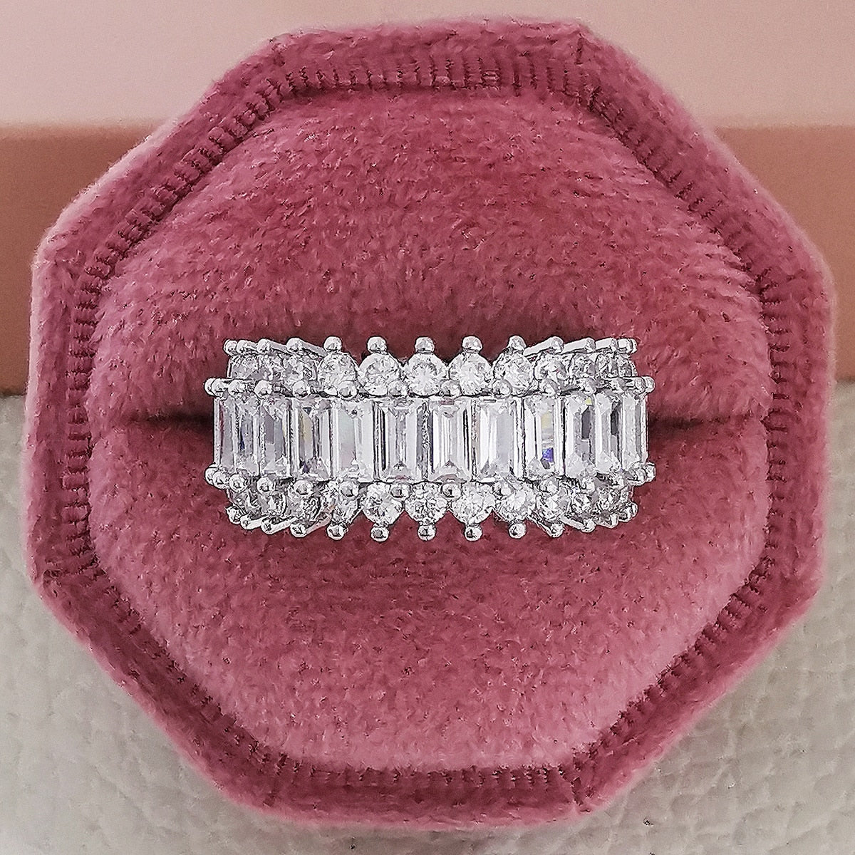 Luxury Rose Gold Silver Color Big Wheel Wedding Band Eternity Rings