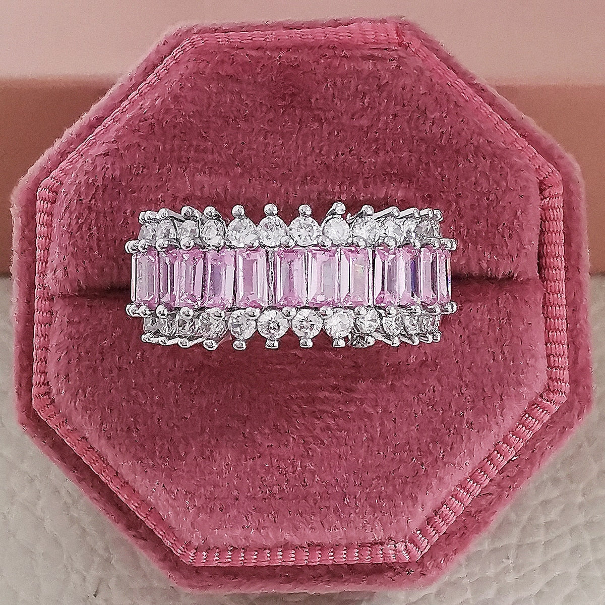 Luxury Rose Gold Silver Color Big Wheel Wedding Band Eternity Rings