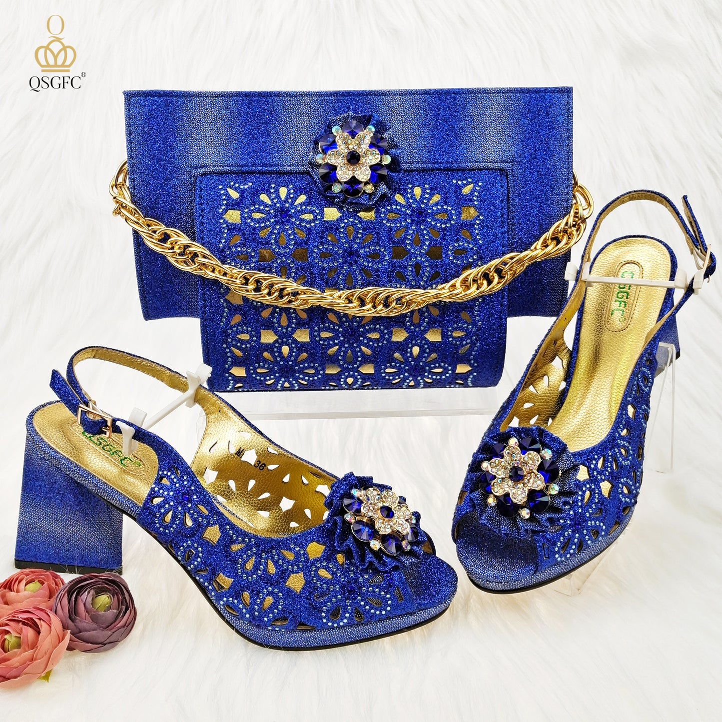 Rhinestone Flower Decor Pumps High Heels Shoes