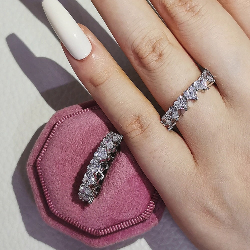 Wholesale Eternity Band Promise ring 925 Sterling silver Diamond cz Engagement Wedding Rings for women Men