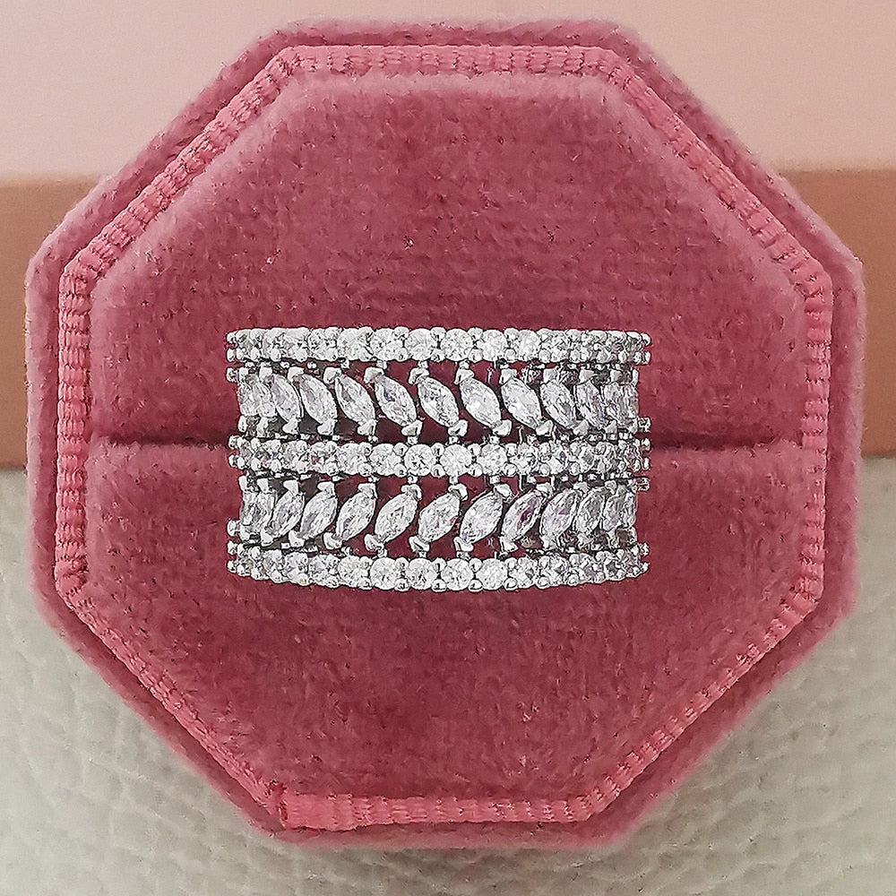 Luxury Rose Gold Silver Color Big Wheel Wedding Band Eternity Rings