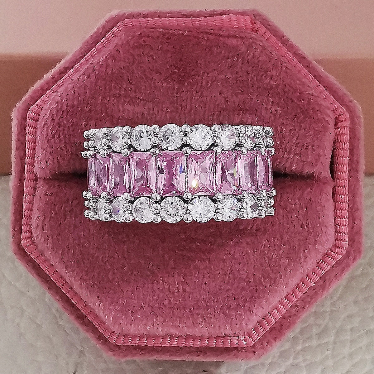 Luxury Rose Gold Silver Color Big Wheel Wedding Band Eternity Rings
