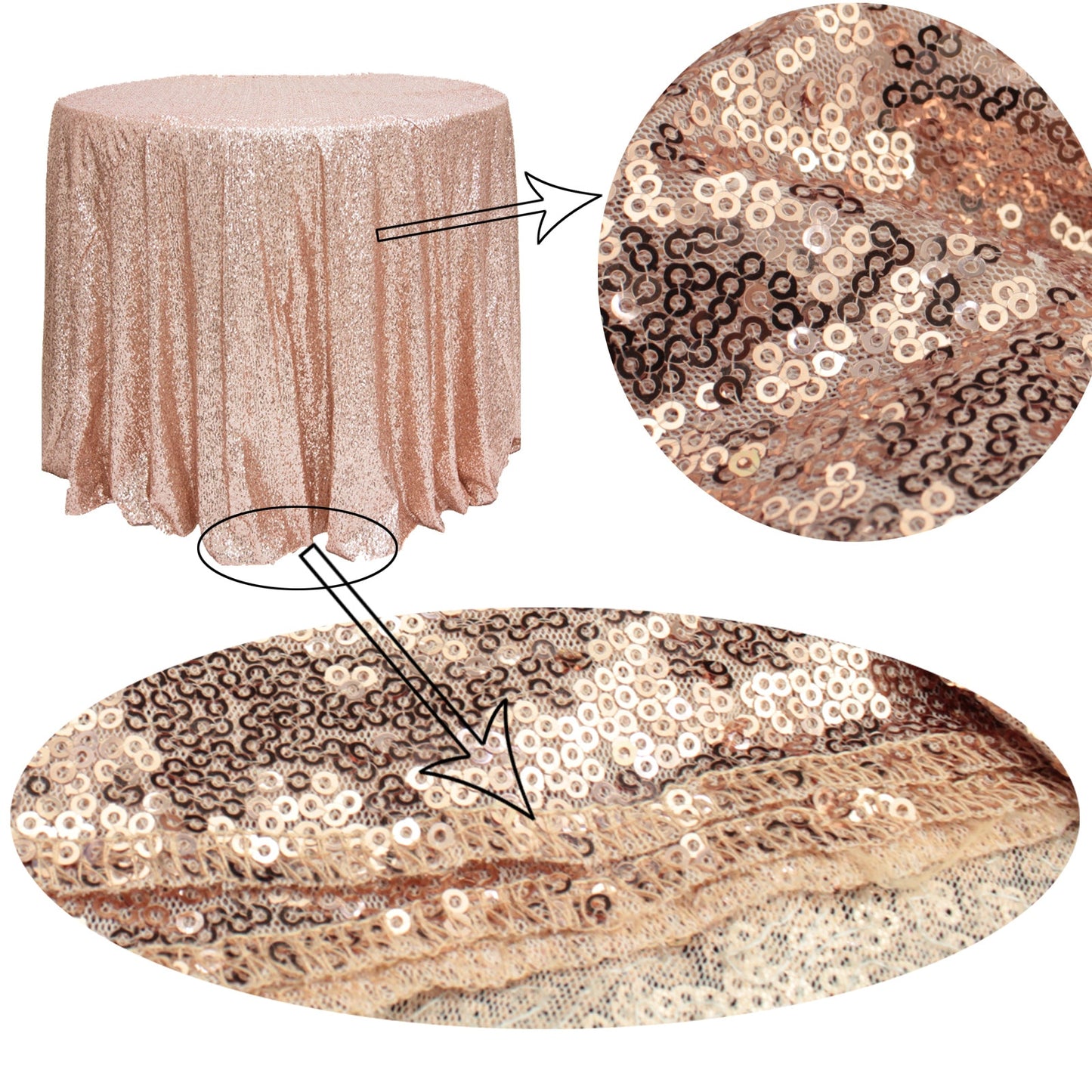 Sequin Table Cloth Rose Gold Silver Rectangular Glitter Tablecloth Wedding Party Hotel Banquet Home Dining Table Decoration