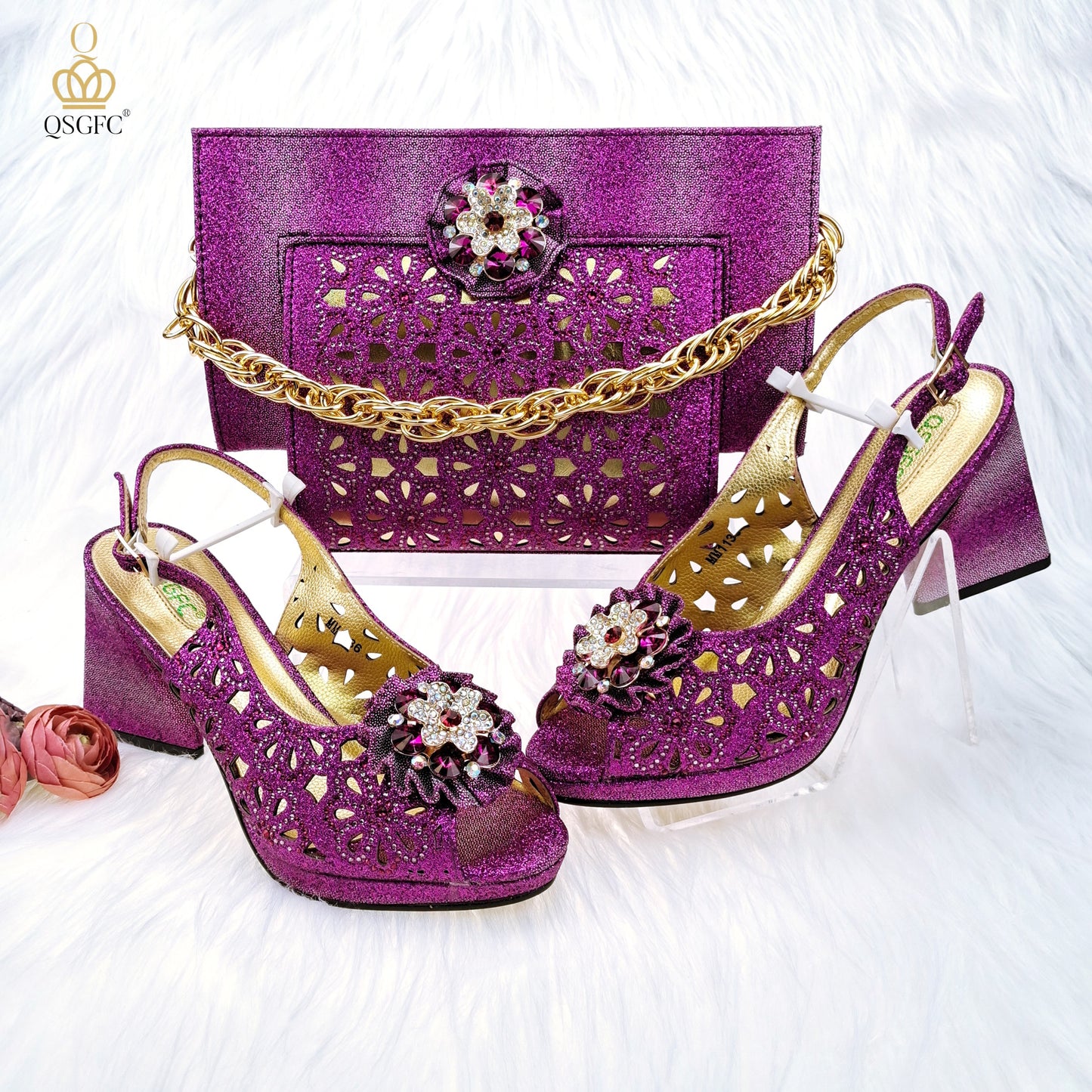 Rhinestone Flower Decor Pumps High Heels Shoes