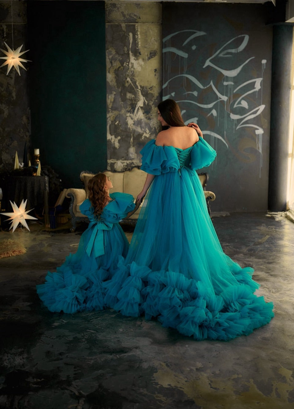 Gorgeous Mother And Daughter Matching Tulle Fluffy Dresses