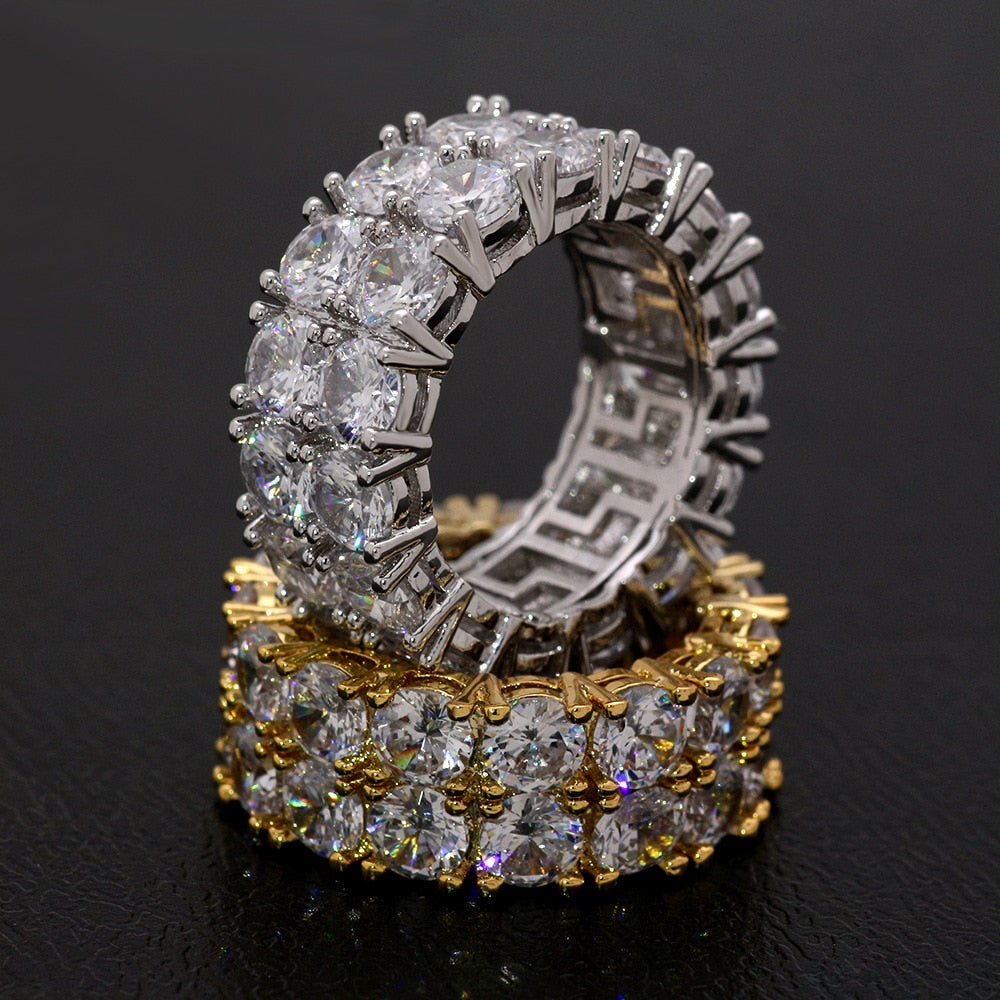 Bling Big Zircon Stone Gold Silver Color Hip Hop RIng