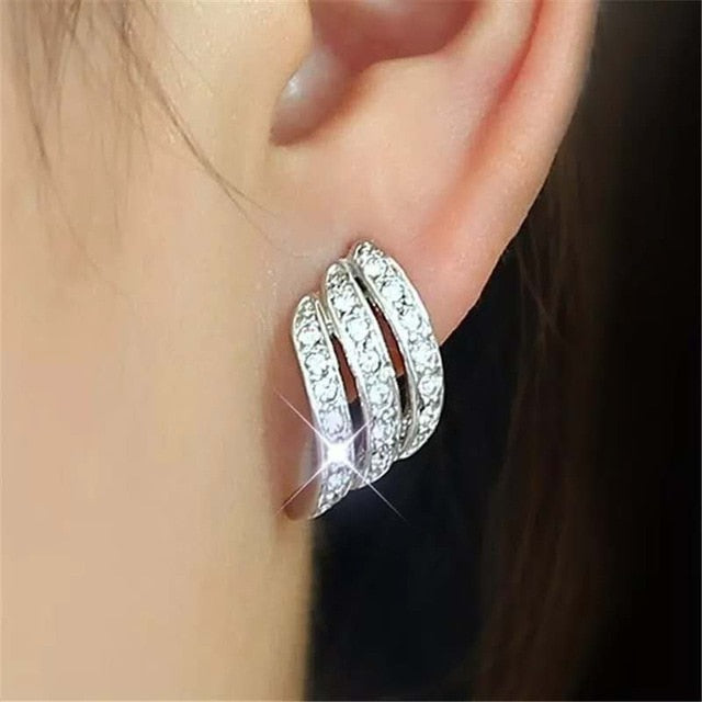 Luxury Crystal Flower Drop Dangle Earrings Party Gift Jewelry Accessory