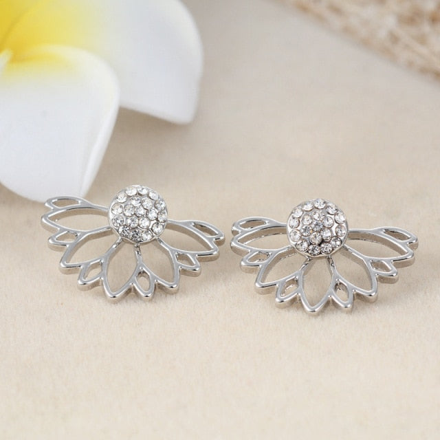 Luxury Crystal Flower Drop Dangle Earrings Party Gift Jewelry Accessory