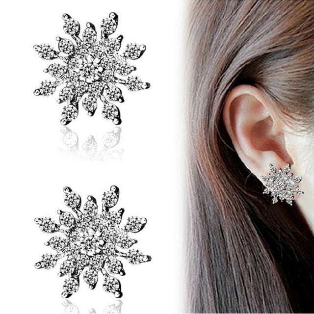 Luxury Crystal Flower Drop Dangle Earrings Party Gift Jewelry Accessory