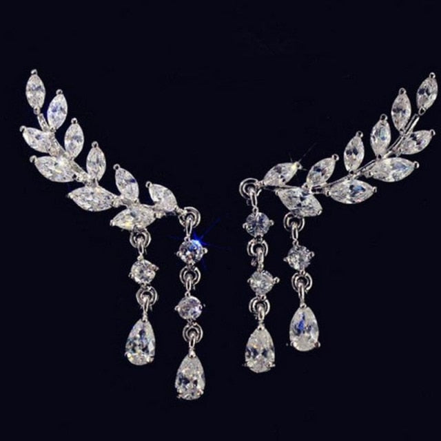 Luxury Crystal Flower Drop Dangle Earrings Party Gift Jewelry Accessory