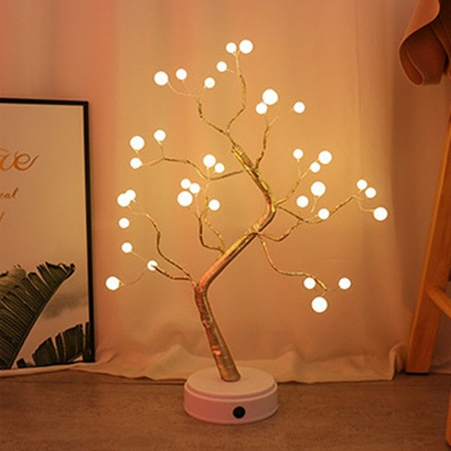 Table-Lamp Copper Wire Fairy Light Tree 108 LED USB 3D