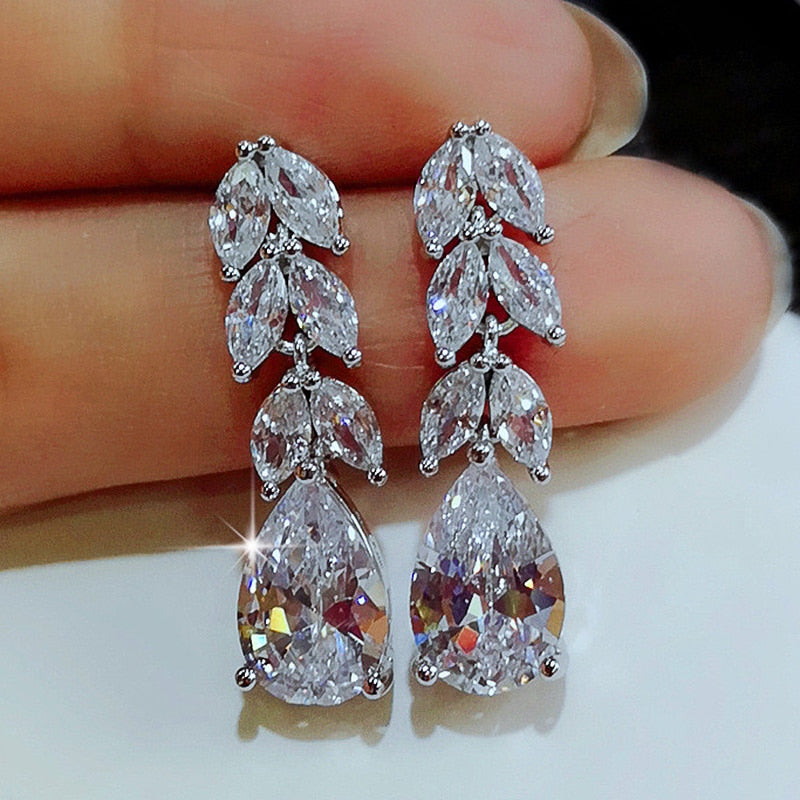 Drop Earring Wedding Band Jewelry Leave&Water Drop