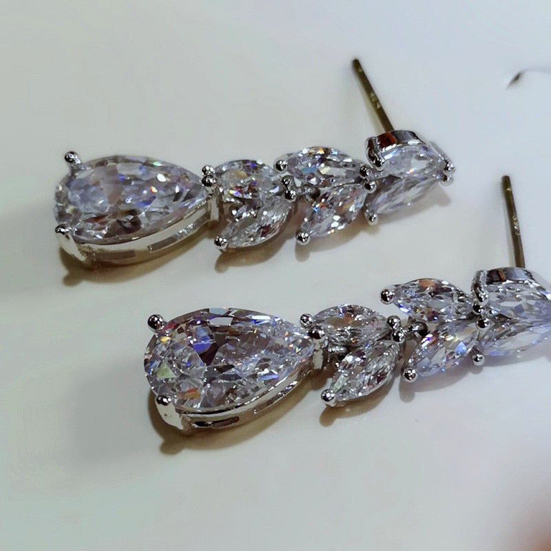 Drop Earring Wedding Band Jewelry Leave&Water Drop