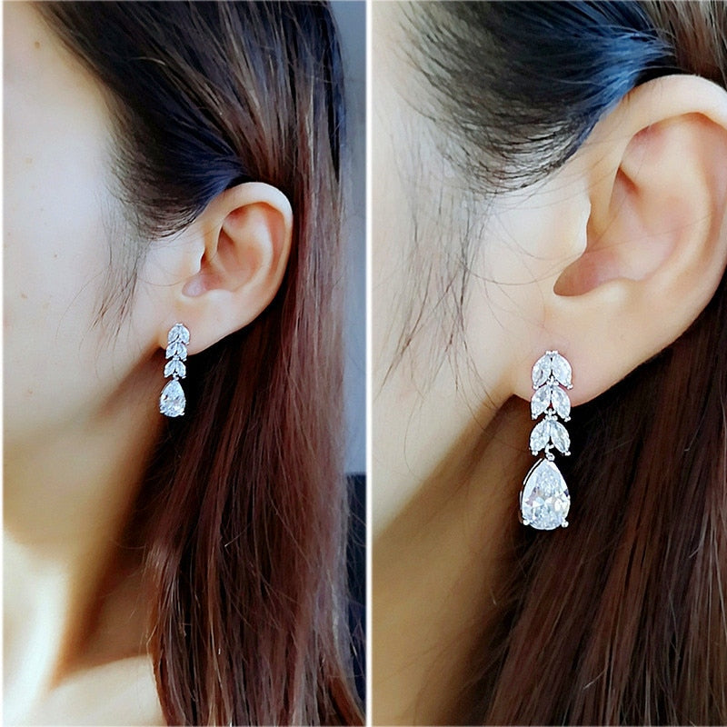 Drop Earring Wedding Band Jewelry Leave&Water Drop
