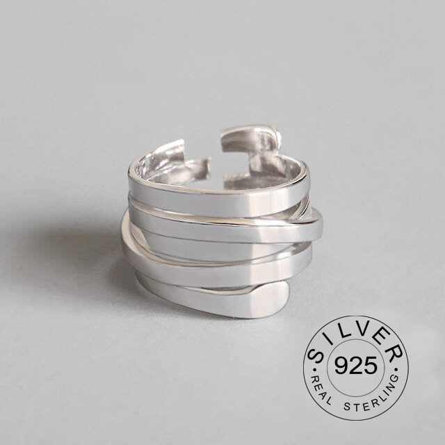 Vintage Silver Color Metal Punk Open Rings for women men