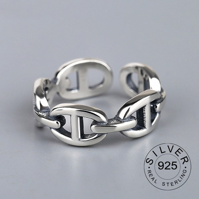 Vintage Silver Color Metal Punk Open Rings for women men