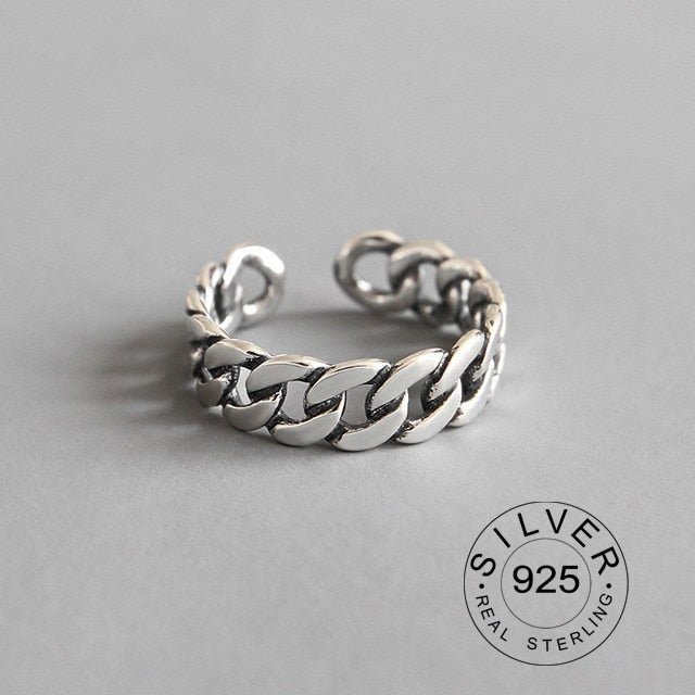 Vintage Silver Color Metal Punk Open Rings for women men