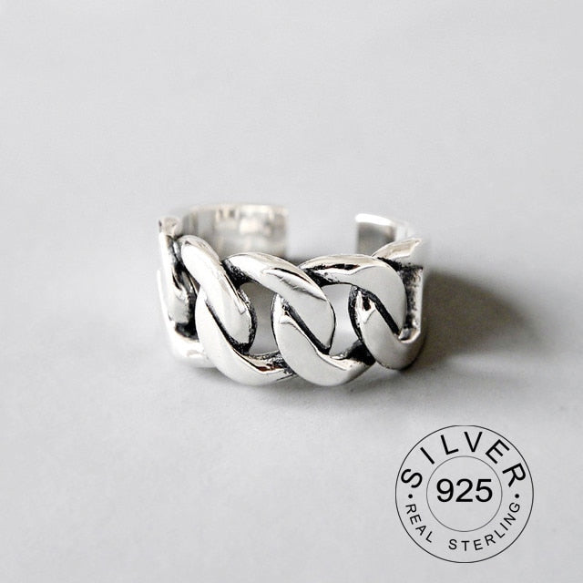 Vintage Silver Color Metal Punk Open Rings for women men