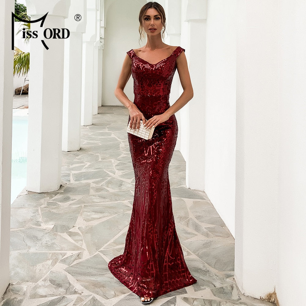 Party Dress Sequin Maxi Dress Off the Shoulder Bodycon