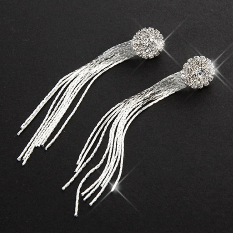 Jewelry Personality Temperament Crystal Tassel Earrings Bridal Earrings