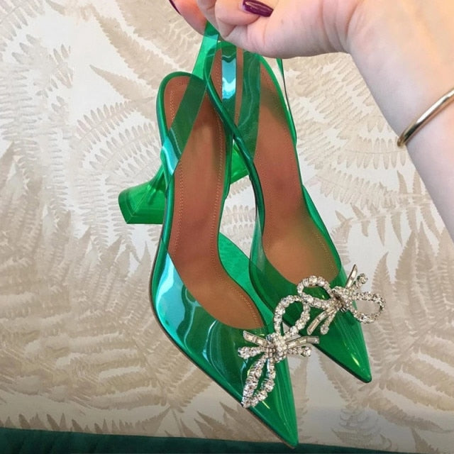 Pumps Elegant Pointed toe Rhinestones High heels