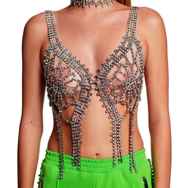 Shiny Multilayer Chest Chain Butterfly Jewellery Rhinestone Swimwear Lingerie