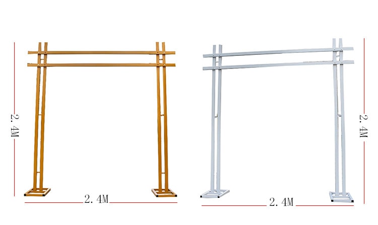 Wrought Iron Wedding Props Double Pole Square Arch Artificial Flower Stand Backdrop