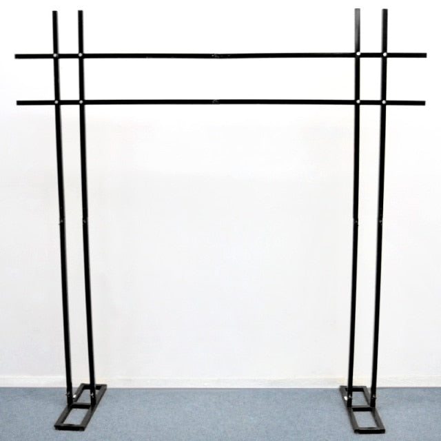Wrought Iron Wedding Props Double Pole Square Arch Artificial Flower Stand Backdrop