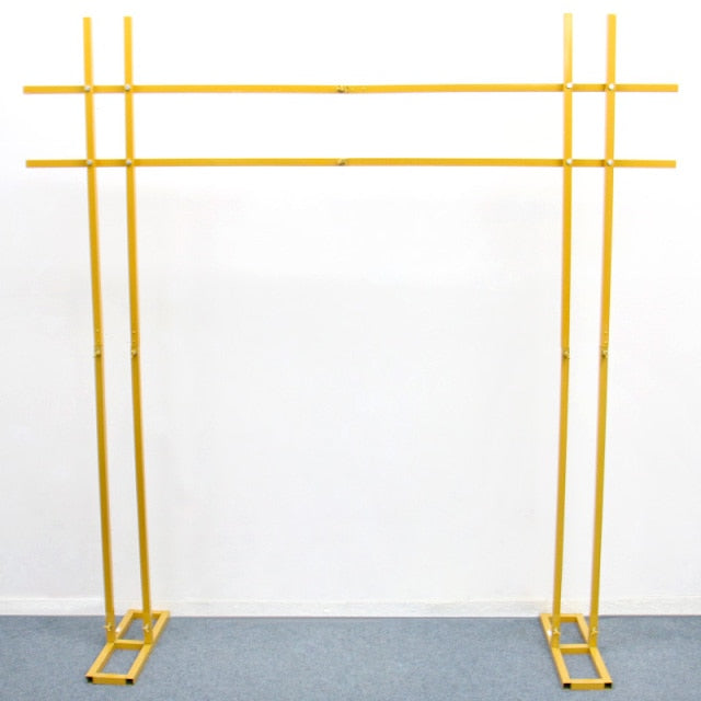 Wrought Iron Wedding Props Double Pole Square Arch Artificial Flower Stand Backdrop