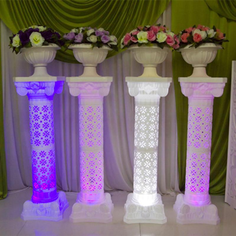 Hollow Design Luminous Wedding Roman Column LED Pillar lot 4 pieces White Red Blue Purple - Make Me Elegant