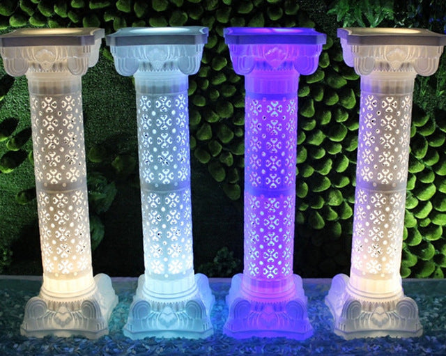 Hollow Design Luminous Wedding Roman Column LED Pillar lot 4 pieces White Red Blue Purple - Make Me Elegant