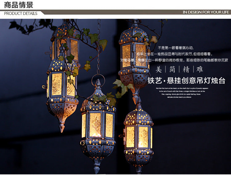 Vintage Metal Hollow Candle Holder Articles Hanging Lantern