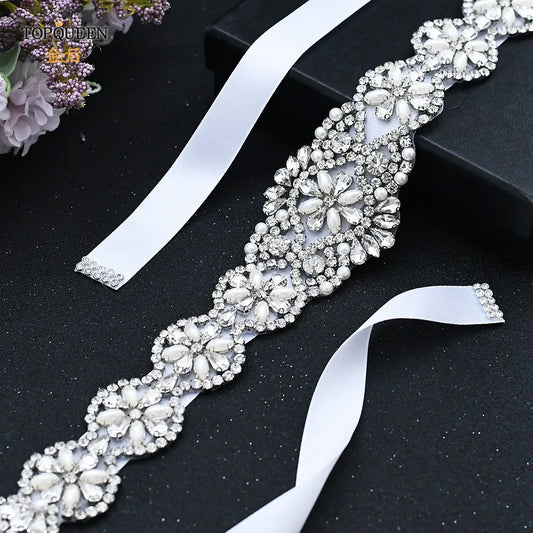 Bridal Belts Bling Wedding Jewelry Silver Rhinestone Pearl Crystal Sparkly Belts