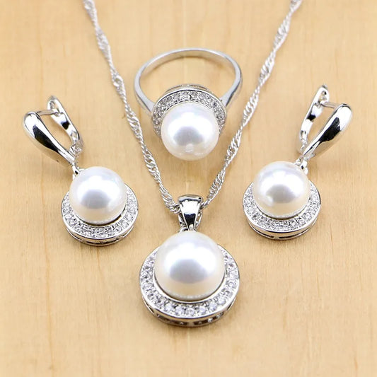 Pearl With Beads 925 Sterling Silver Jewelry Sets