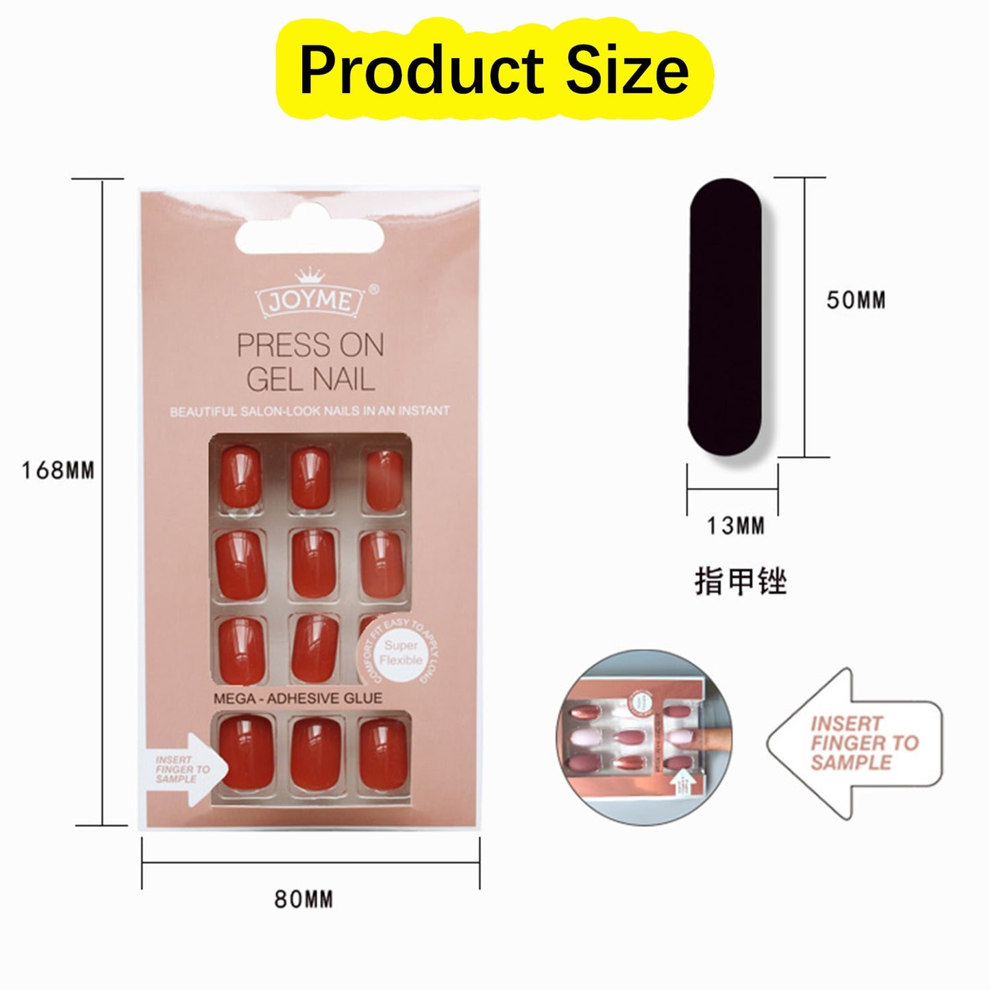 Press on Nails 24pc Nails Art Fake Nail SquareTips False Press on Coffin with Glue Stick Designs Clear Display Short Set Full