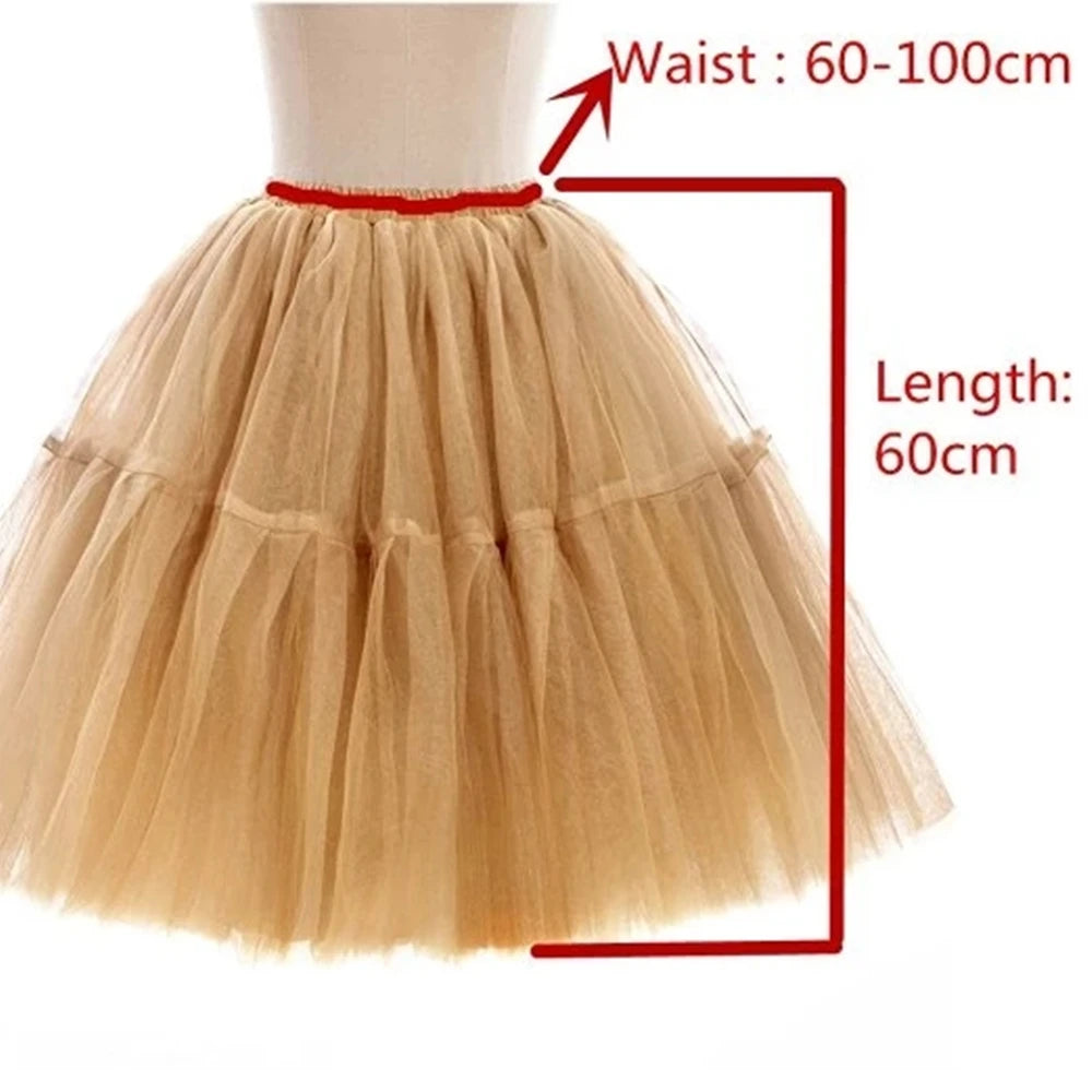 6 Layers Tulle Tutu Skirt Flare Puffy Petticoat Dress