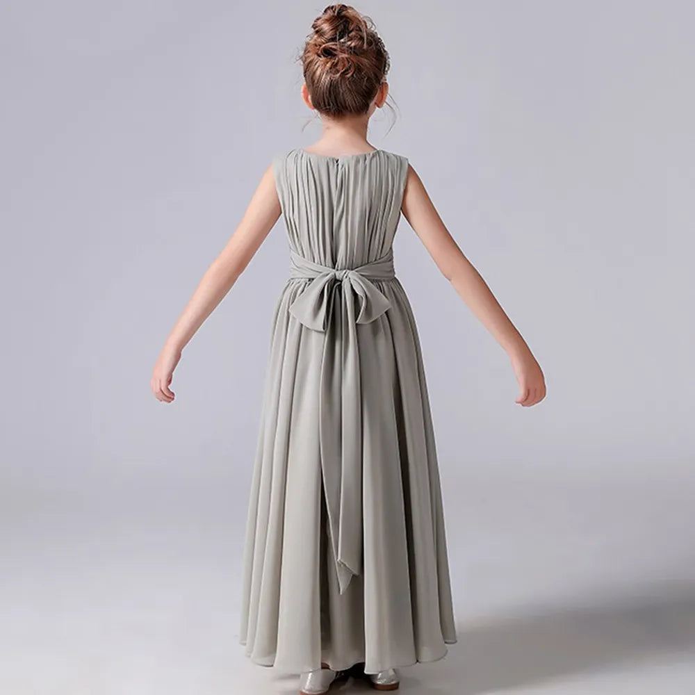 Chiffon Pleated Flower Girl Dresses with Sashes