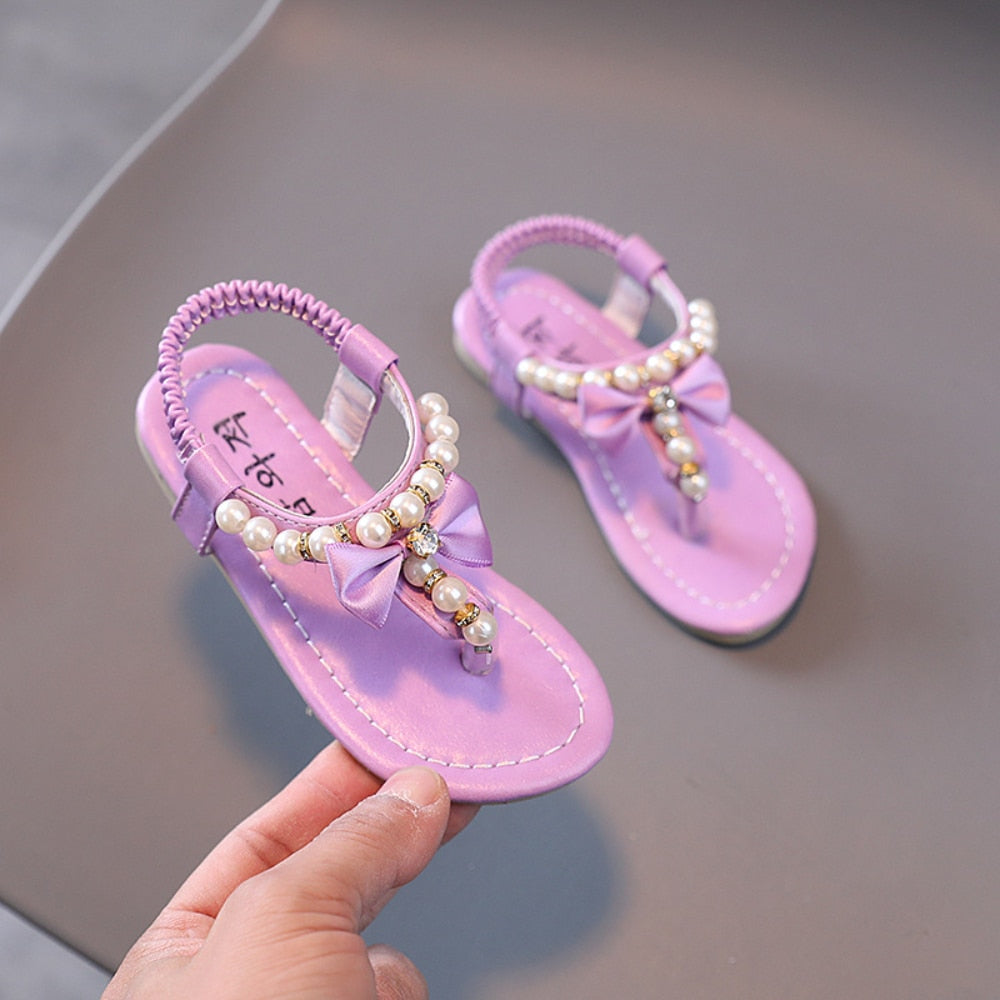 Kids Shoes Bead Flats Fling Princess Sandals Shoes