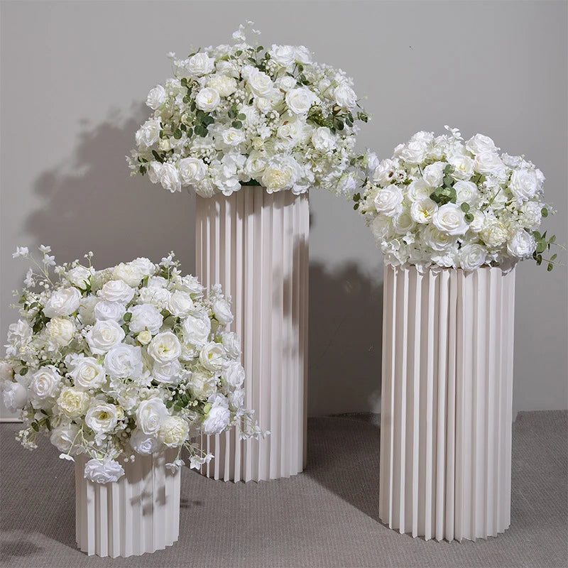 White Baby Breath Rose green leaf Artificial Flower Ball