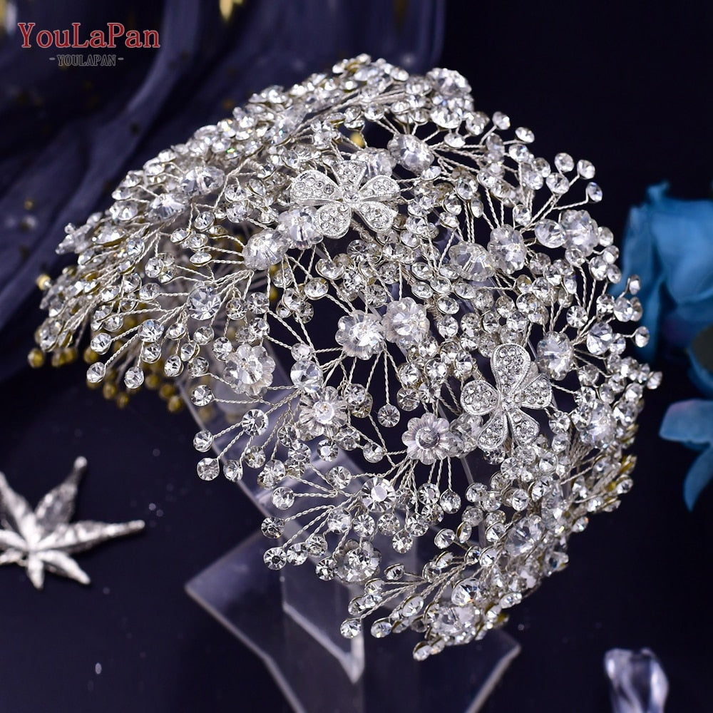 Luxury Bridal Crown Wedding Hair Accessories Bridal Tiara and Headdress Rhinestone Headband