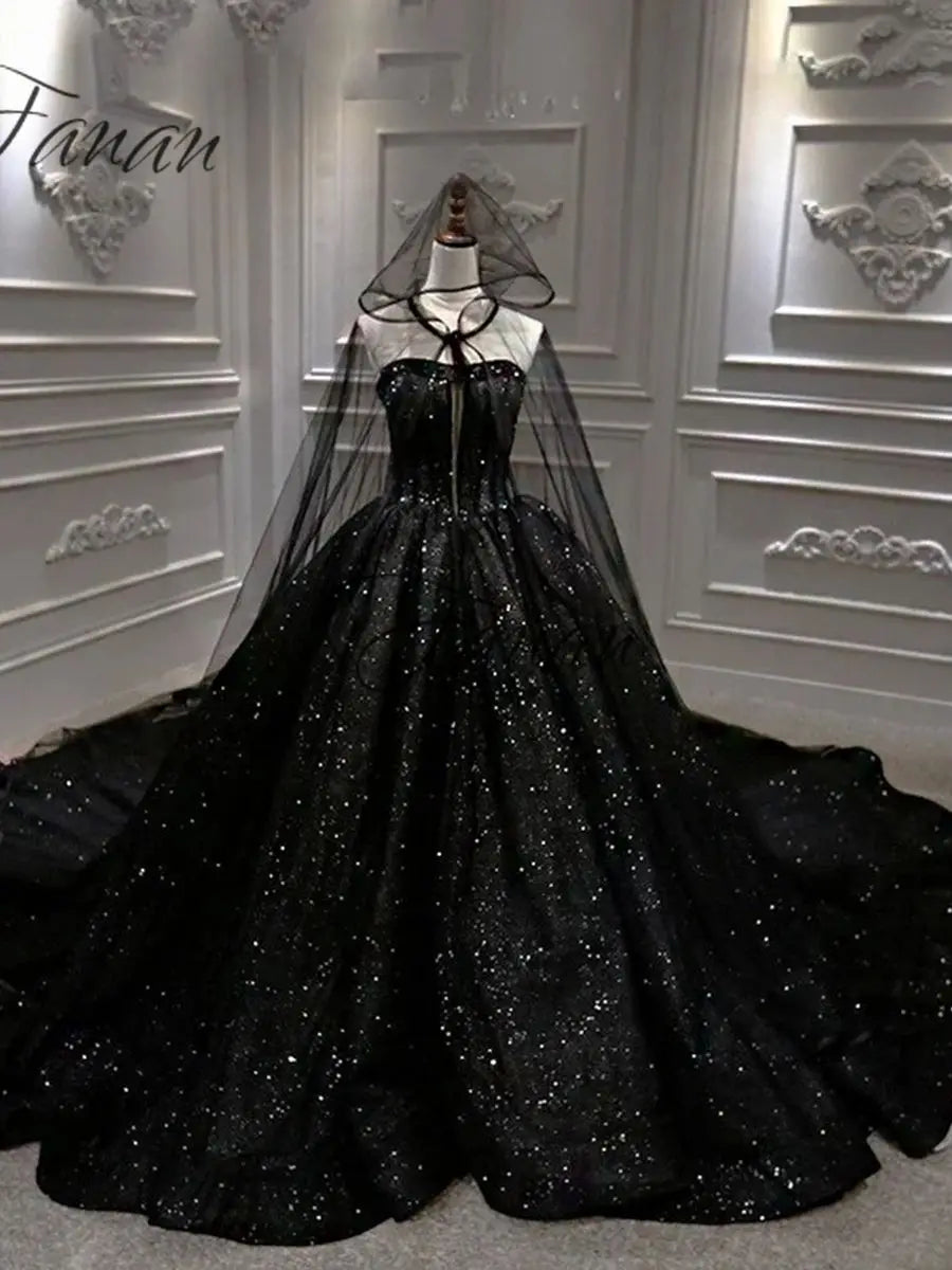 Crystals Black Wedding Dresses Lace Appliques Ball Gown Make Me Elegant Crystals Black Wedding Dresses Lace Appliques Ball Gown Make Me Elegant