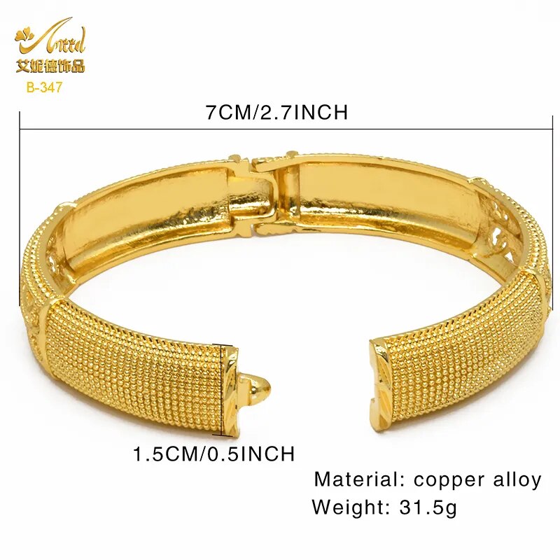 Luxury Dubai Gold Color Bangles 24K Gold Plated Bracelet